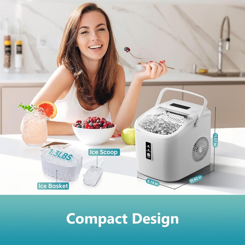 EUHOMY Smart Ice Makers Countertop -26lbs in 24 Hours, 9 Cubes Ready in 8Mins, Self-Cleaning Countertop Ice Maker, Portable Ice Maker with Ice Scoop and Basket for Home/Kitchen/Office(Sliver） - Image 5
