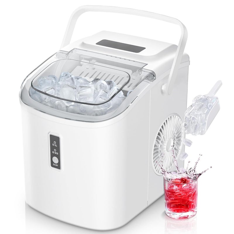 EUHOMY Smart Ice Makers Countertop -26lbs in 24 Hours, 9 Cubes Ready in 8Mins, Self-Cleaning Countertop Ice Maker, Portable Ice Maker with Ice Scoop and Basket for Home/Kitchen/Office(Sliver） - Image 1
