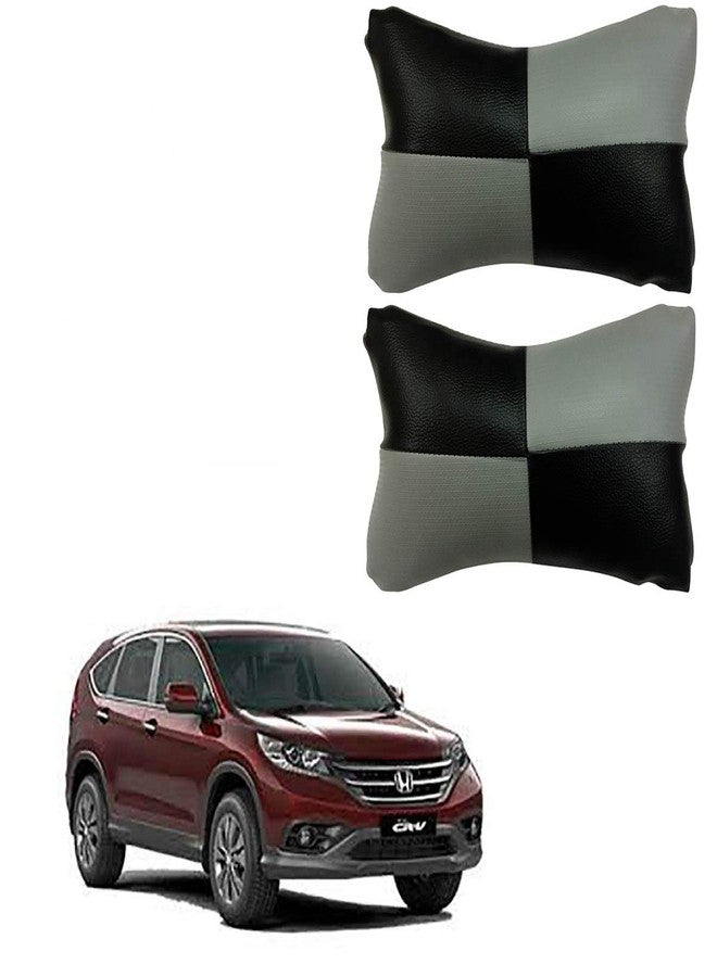 Adroitz Grey Leathertte Material Neck Rest Cushion in Check Design for Car_187 - Image 1