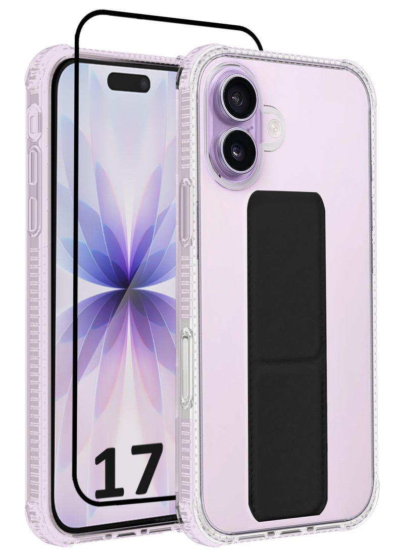 CATANES 2 Packs Finger Grip Clear Case Cover for iPhone 17- Kickstand Car Magnetic Holder Multi-function Protective Two-in-one Case with 3D Screen Protector - Black - Image 1
