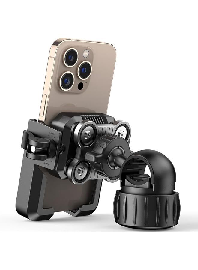 Green Tiger Motocycle Mobile Cell Phone Mount Holder, Bike Adjustable Handlebar Clamp Clip, Not Block Camera, 360° rotatable for Mountain Street Bike, Dirt Bicycle,Scooter Cycling- fit Smartphone 4.7”- 7” (P) - Image 1