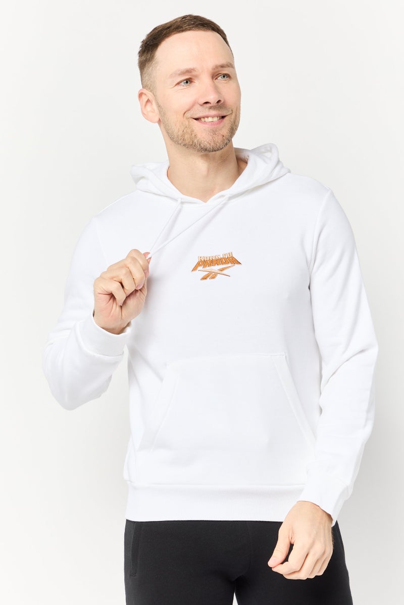 Reebok Men Sportswear Fit Embroidered Long Sleeves Kung Fu Panda Outdoor Hoodie, White - Image 1