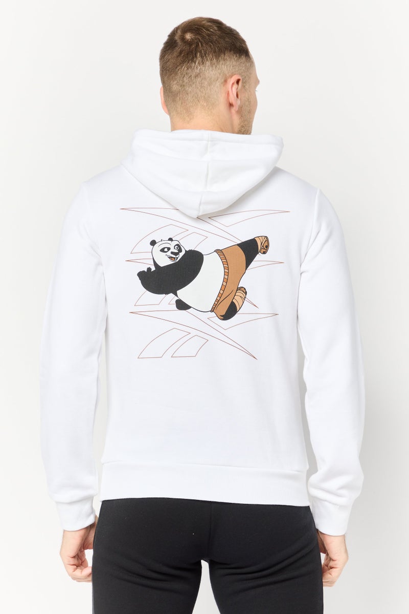Reebok Men Sportswear Fit Embroidered Long Sleeves Kung Fu Panda Outdoor Hoodie, White - Image 4