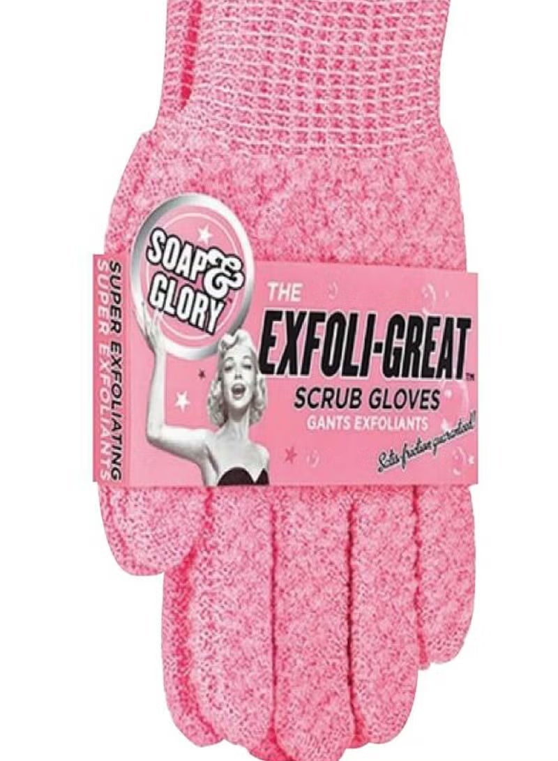 Soap & Glory Exfoliating Scrub Gloves Pink - Image 1