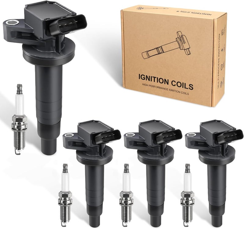 TXROMTZ 4pcs Ignition Coil & Spark Plug Set for Toyota Corolla, Matrix, Pontiac Vibe 1.8L L4 (2000-2008) - Image 1