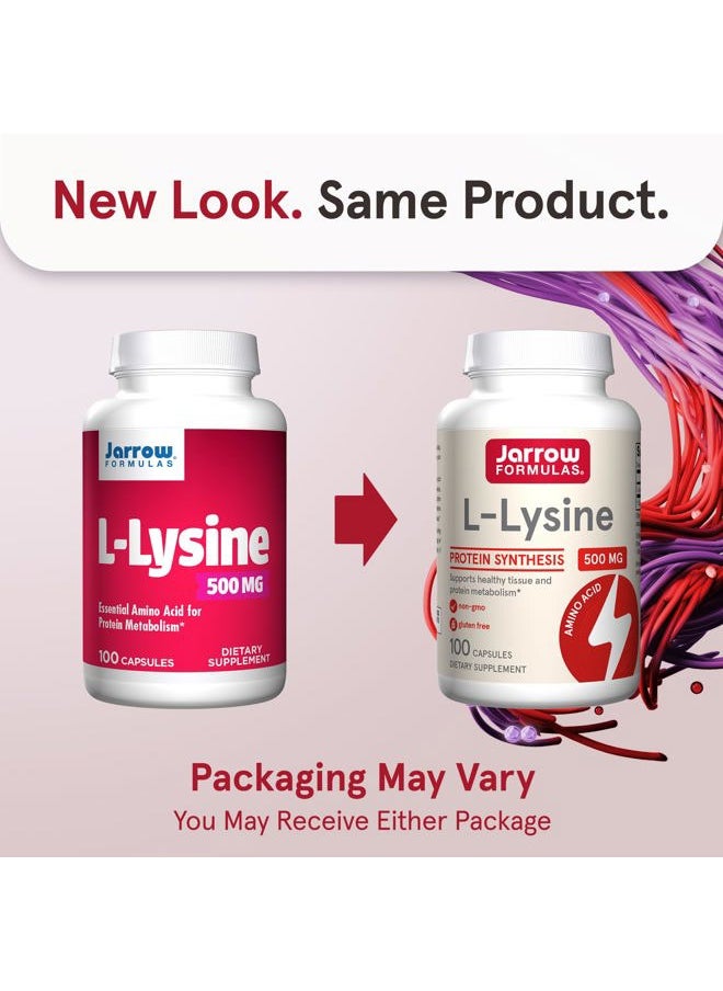 jarrow formulas L-Lysine 500 mg, Dietary Supplement, Amino Acid for Protein Synthesis and Healthy Tissue Support, 100 Capsules, 100 Day Supply  - Image 2