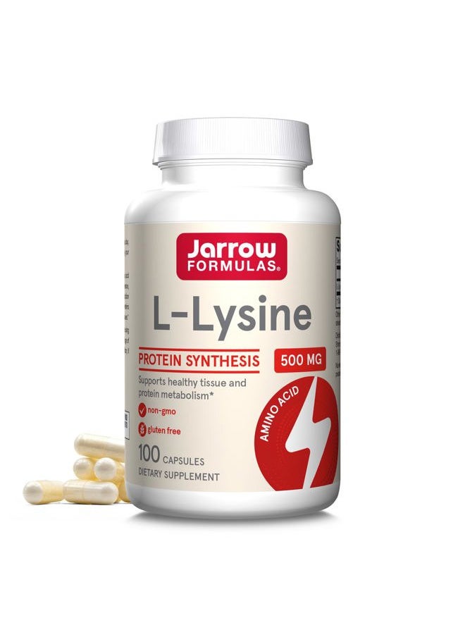 jarrow formulas L-Lysine 500 mg, Dietary Supplement, Amino Acid for Protein Synthesis and Healthy Tissue Support, 100 Capsules, 100 Day Supply  - Image 1
