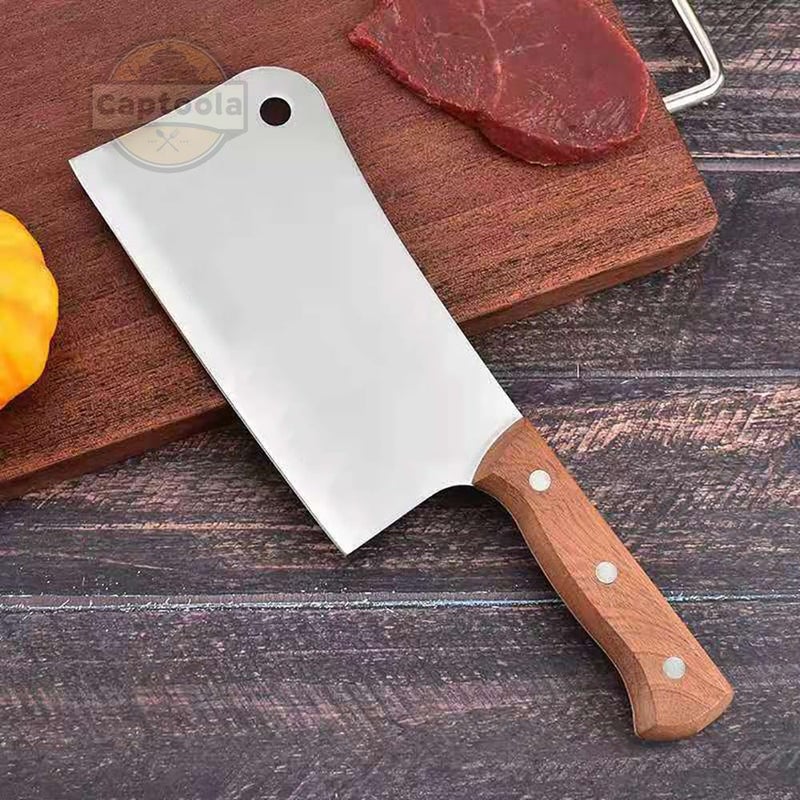 Captoola سكين كابتولا 76 في سكين مطبخ لحم سكين جزار منزلي من الفولاذ المقاوم للصدأ الصينية الآسيوية وسكين خضار للمطبخ المنزلي والمطعم مع حامل سكاكين مغناطيسي - عبوة من 2 - Image 4