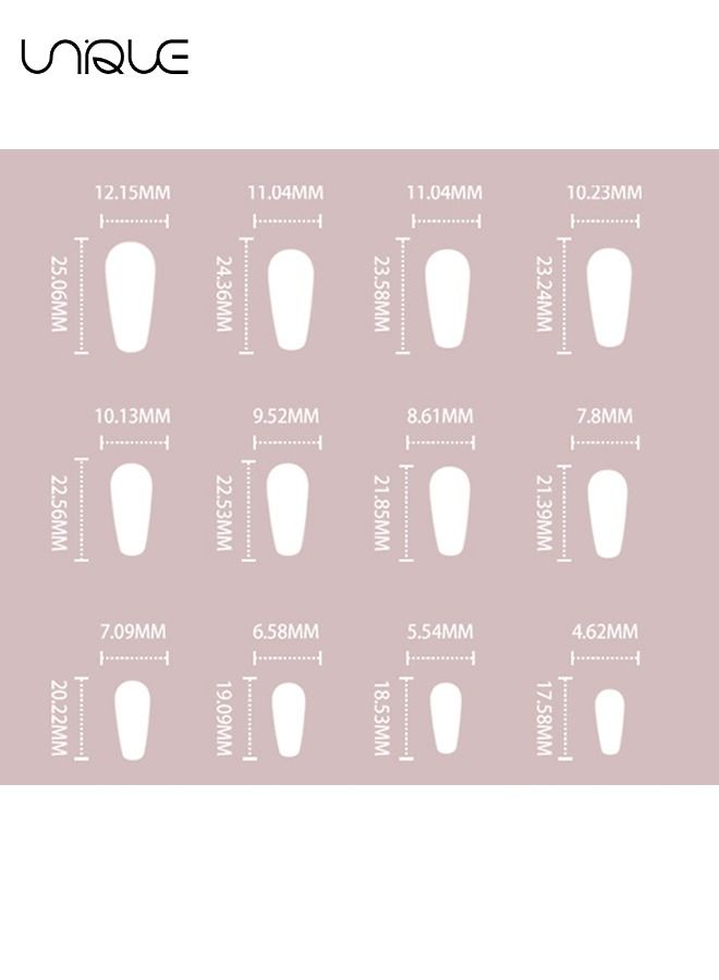 Unique 24 Pcs False Nails - Mid-Mid-length Ballet Manicure - Pink Glitter Manicure - Fake Nail Patch - Image 3