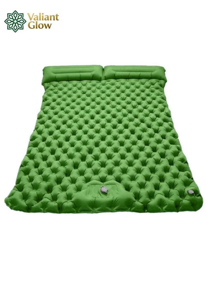 Valiant Glow Emergency Portable Lightweight Sleeping Mat|Double camping sleeping mat | Ultralight camping mat | With pillow | Built-in foot pump | Inflatable sleeping mat |camping bed、camping mattress、camping mat、sleeping pad| Lightweight and portable | Suitable for camping | Backpacking | Hiking | Tent camping. - Image 2