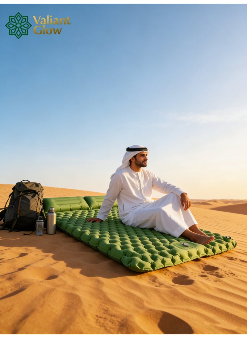 Valiant Glow Emergency Portable Lightweight Sleeping Mat|Double camping sleeping mat | Ultralight camping mat | With pillow | Built-in foot pump | Inflatable sleeping mat |camping bed、camping mattress、camping mat、sleeping pad| Lightweight and portable | Suitable for camping | Backpacking | Hiking | Tent camping. - Image 3