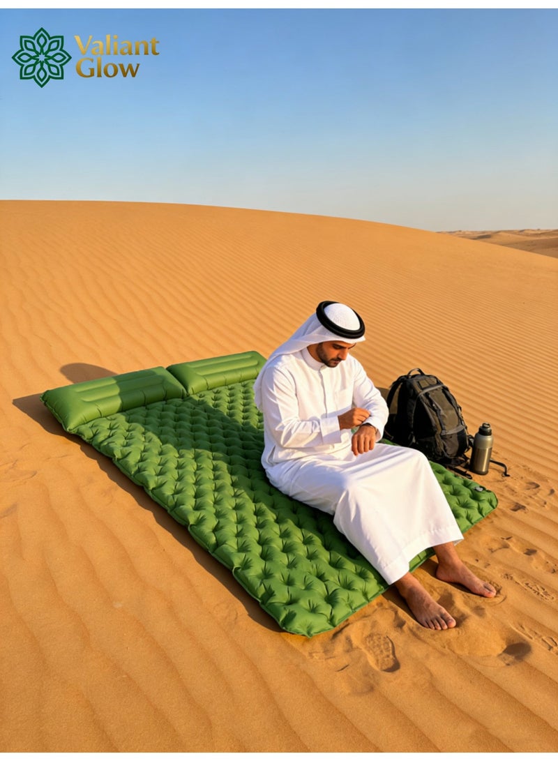 Valiant Glow Emergency Portable Lightweight Sleeping Mat|Double camping sleeping mat | Ultralight camping mat | With pillow | Built-in foot pump | Inflatable sleeping mat |camping bed、camping mattress、camping mat、sleeping pad| Lightweight and portable | Suitable for camping | Backpacking | Hiking | Tent camping. - Image 5