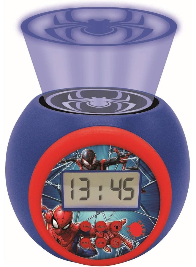 Lexibook Marvel Spider-Man Projector Alarm Clock for Kids with LED Night Light, Built-in Image Projector, Snooze Function, LCD Display, Timer Night Light, Battery Operated Kids Bedside Clock, Blue/Red Spider-Man Themed Multifunction Alarm Clock - Image 2