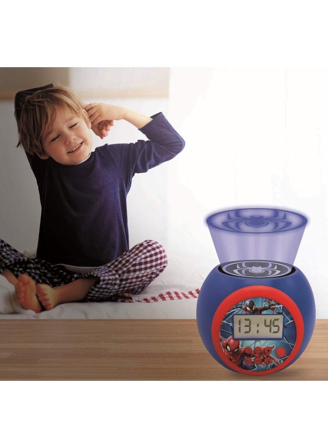 Lexibook Marvel Spider-Man Projector Alarm Clock for Kids with LED Night Light, Built-in Image Projector, Snooze Function, LCD Display, Timer Night Light, Battery Operated Kids Bedside Clock, Blue/Red Spider-Man Themed Multifunction Alarm Clock - Image 3