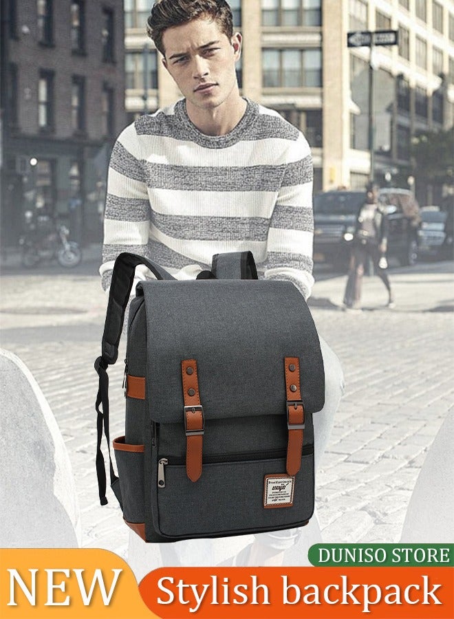 Loquat Unisex Professional Slim Business Laptop Backpack, Fashion Casual Durable Travel Rucksack Daypack (Waterproof Dustproof) with Tear Resistant Design for Macbook, Tablet - Dark Grey  - Image 1