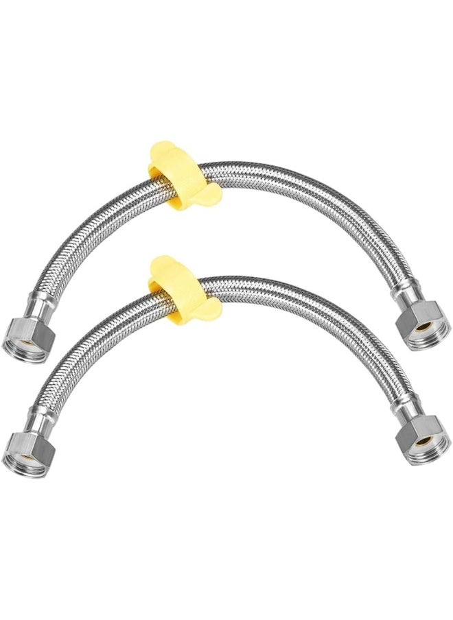 Rubik 30Cm Faucet Supply Line Hose 2pieces, G1/2 Connector Stainless Steel Explosion Proof Hot And Cold Water Braided Pipe For Bathroom Toilet Washbasin Water Heater Base Faucet  - Image 1