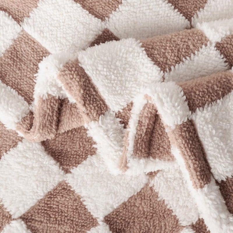 FIGEPO Ultra Soft Fuzzy 30 X 40 Inches Cozy Reversible Baby Bed Blanket with 3D Chessboard Grid  Warm Comfort for Toddlers Infant or Newborn Brown - Image 5