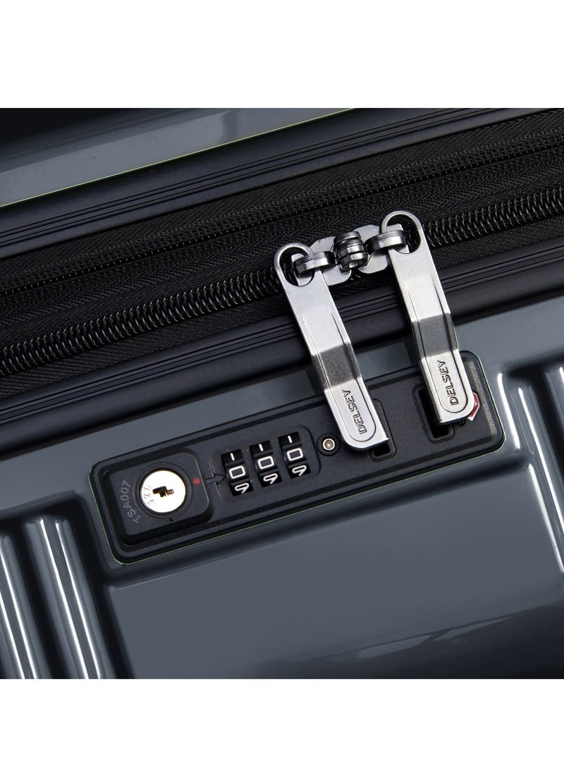 DELSEY Paris - Ophelie 55cm Hardcase 4 Double Wheel Expandable Cabin Luggage Trolley Glossy Blue - 00389380162ME - Image 1