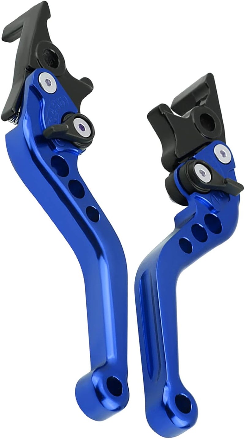 1 Pair CNC Aluminum Alloy Motorcycle Scooter Modification Double Disc Brake Lever Double Disc Clutch Brake Levers (Blue)