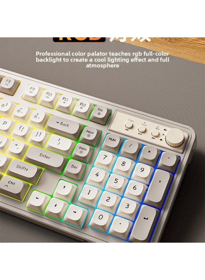 G98 Wired Quiet Keyboard RGB Girls Wireless Office Computer Laptop Mechanical Feel Keyboard Mouse Suit-Color:【single Keyboard】 Cream Gray-wired-rgb Light.-98 Keys - Image 3