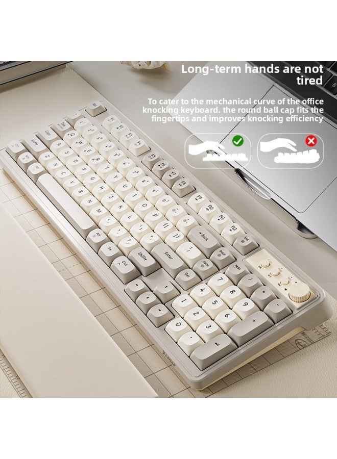 G98 Wired Quiet Keyboard RGB Girls Wireless Office Computer Laptop Mechanical Feel Keyboard Mouse Suit-Color:【single Keyboard】 Cream Gray-wired-rgb Light.-98 Keys - Image 5