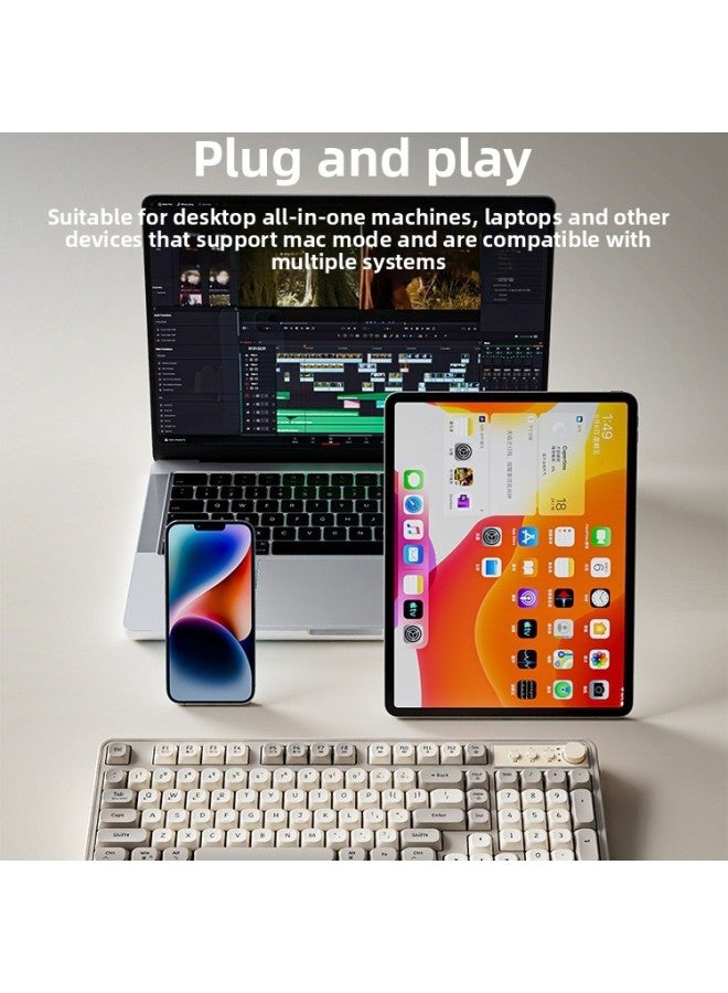 G98 Wired Quiet Keyboard RGB Girls Wireless Office Computer Laptop Mechanical Feel Keyboard Mouse Suit-Color:【single Keyboard】 Cream Gray-wired-rgb Light.-98 Keys - Image 4