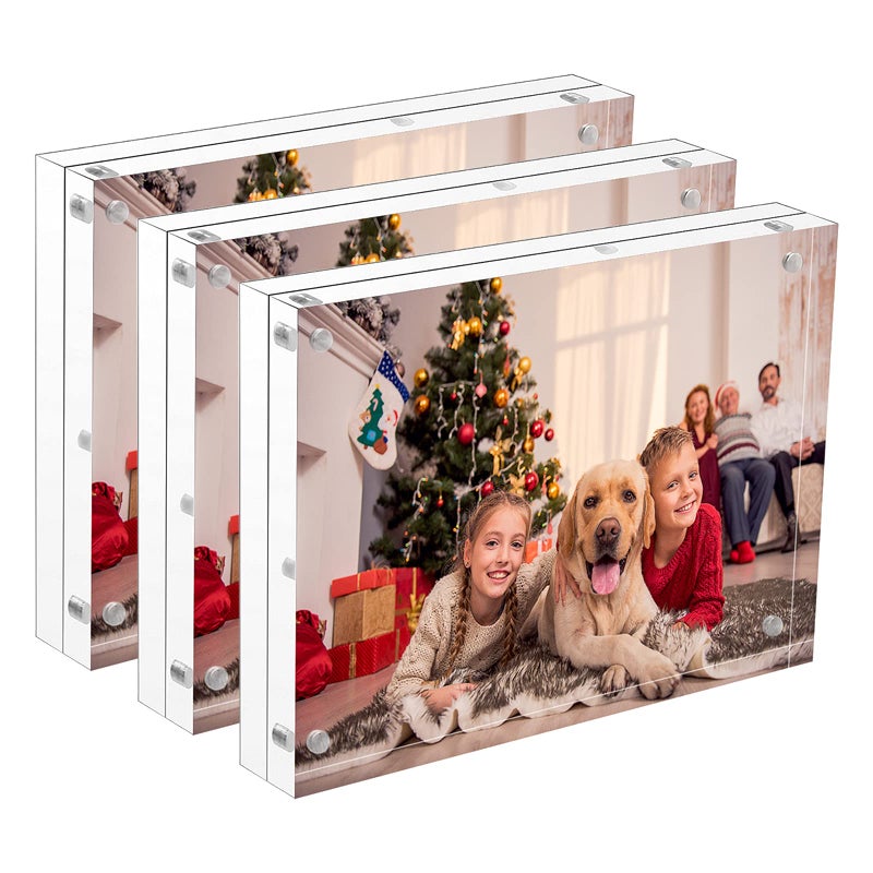 إطار صور أكريليك NIUBEE 5x7 3 عبوات إطار صور 20 كتلة أكريليك شفافة بدون إطار مزدوجة الجوانب إطارات مغناطيسية لسطح المكتب