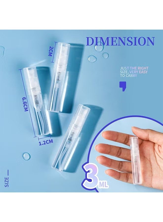 واي جيه 15 قطعة 3 مل زجاجة رشاش صغيرة، زجاجة رشاش بلاستيكية خالية تماما، زجاجة عطور ضبابية ناعمة قابلة لإعادة الملء، مقطر العطور، حاويات عينات صغيرة فارغة محمولة للسفر للخارج - Image 3