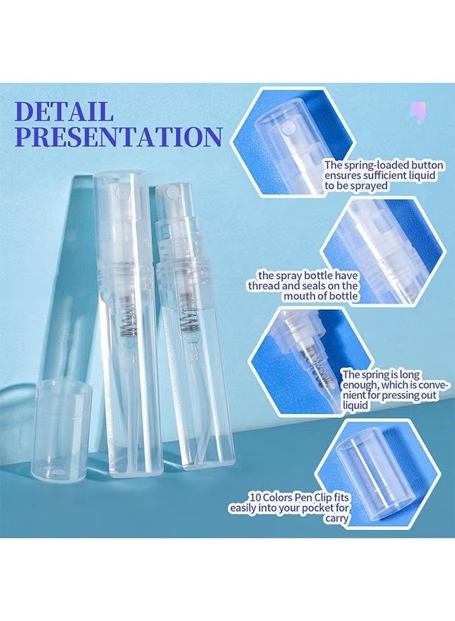 واي جيه 15 قطعة 3 مل زجاجة رشاش صغيرة، زجاجة رشاش بلاستيكية خالية تماما، زجاجة عطور ضبابية ناعمة قابلة لإعادة الملء، مقطر العطور، حاويات عينات صغيرة فارغة محمولة للسفر للخارج - Image 2