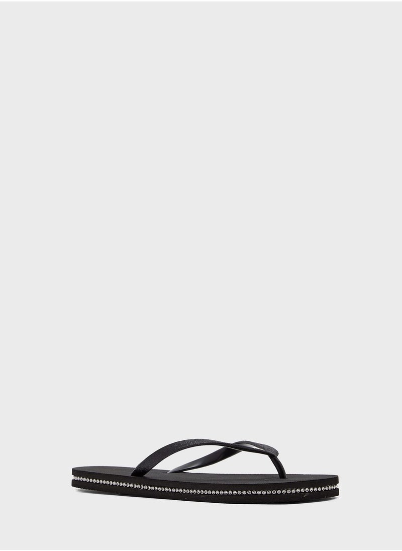 Ginger - Glitter Strap And Gem Sole Flip Flop - Image 1