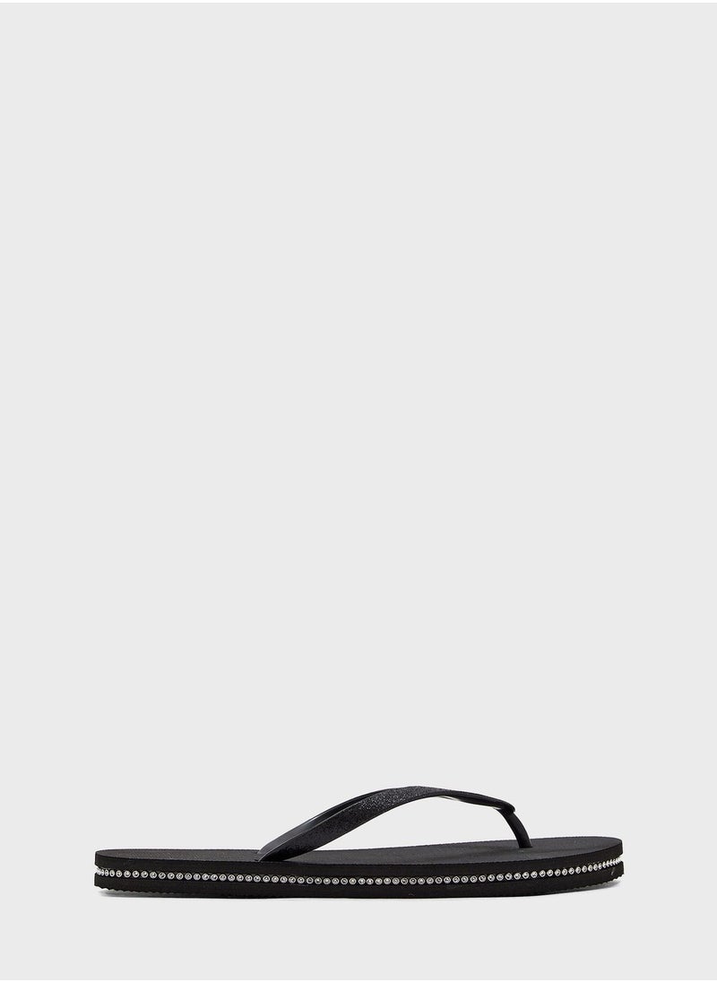 Ginger - Glitter Strap And Gem Sole Flip Flop - Image 1
