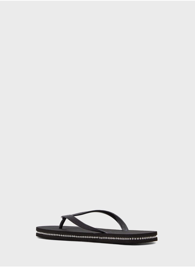 Ginger - Glitter Strap And Gem Sole Flip Flop - Image 1