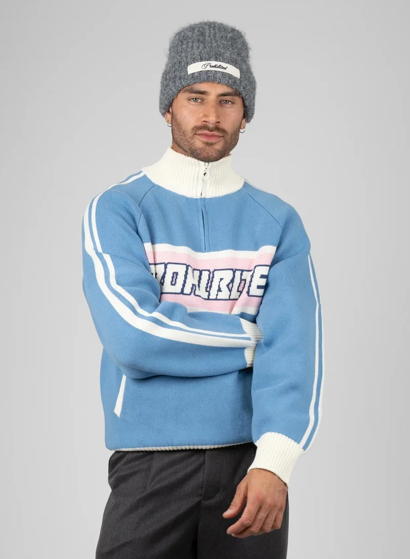 Prohibited Letterman Knitted Quarter Zip