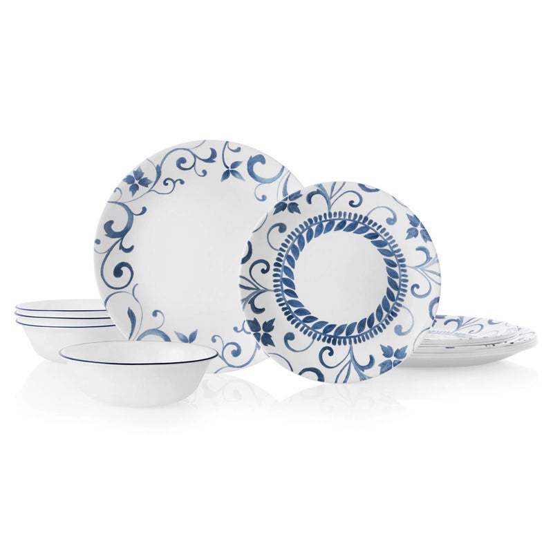 Corelle طقم أدوات مائدة كوريل 12 قطعة خدمة لـ 4 أشخاص مقاوم للكسر زجاج أرتيميس فيتريل - Image 1