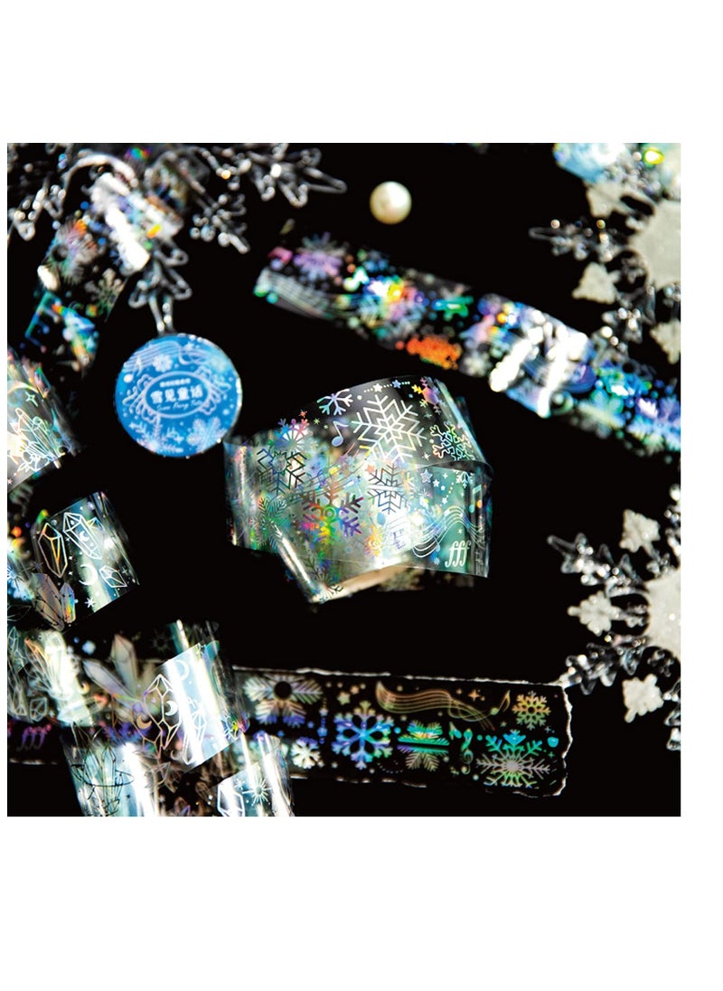 Generic Vintage Holographic Glitter PET Tape Shiny Butterfly Flowers Astronomy Resin Stickers Waterproof Transparent Shiny Tapes for DIY Art Craft Bullet Junk Journal Planner Scrapbooking Supplies 6 Rolls  - Image 5