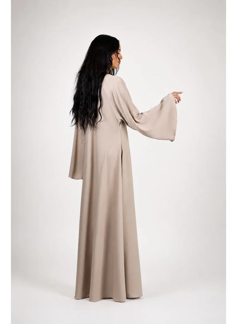 Ophelia beige Butterfly Abaya for Women – Elegant Modest Maxi Dress for All Seasons  | Best Price UAE