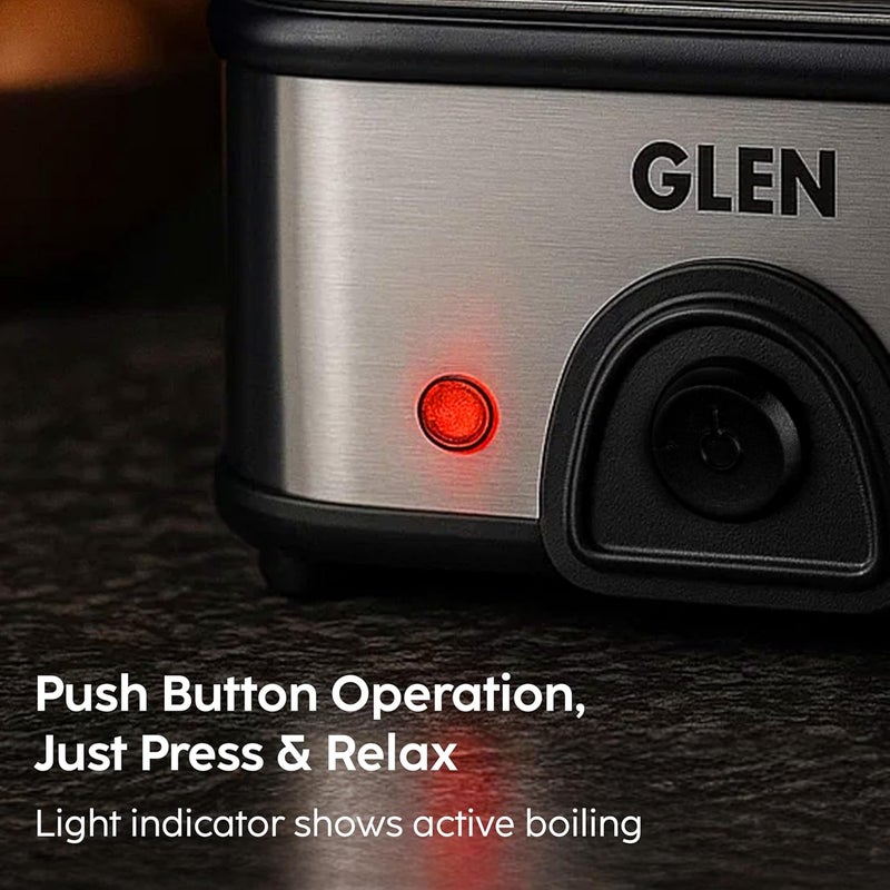 GLEN Electric Egg Boiler Machine, Boil 16 Eggs & Steam Vegetable, 350W, Auto Cut-off, Multicooker with 2 Steamer Rack, Non Stick Cooking Plate for Instant Noodles, Scrambled Eggs (SA3036EBSPLUS) - Image 4