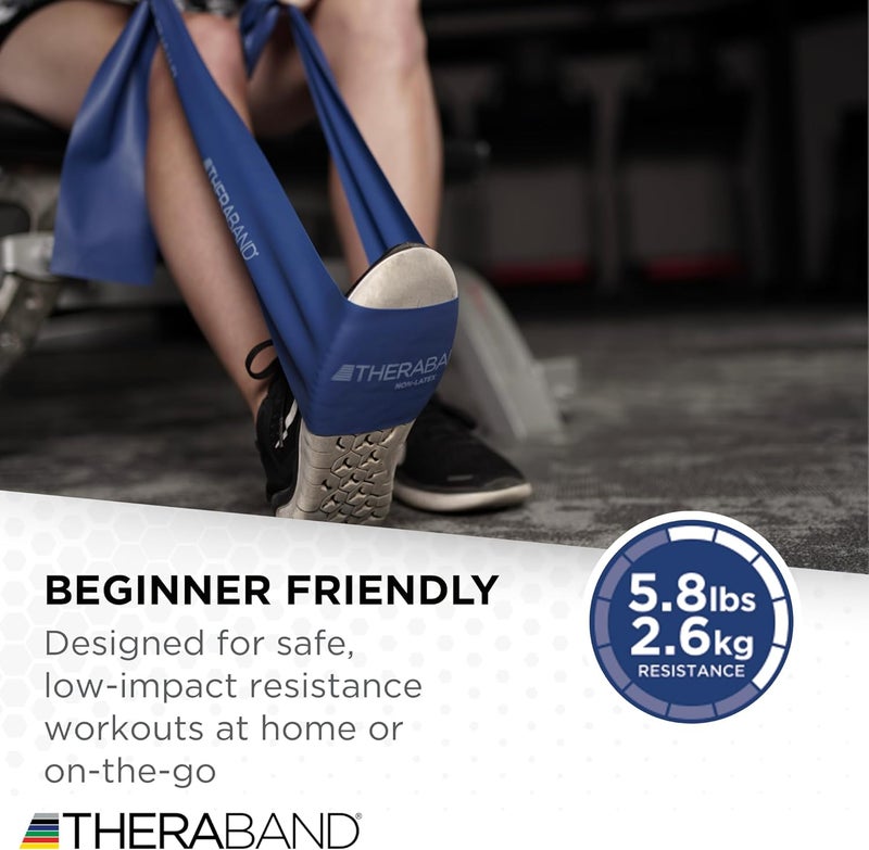 TheraBand مجموعة أحزمة مقاومة غير مصنوعة من اللاتكس من ثيرا بان المهنية للعلاج الطبيعي والتمارين المنزلية - أزرق وأسود - Image 3