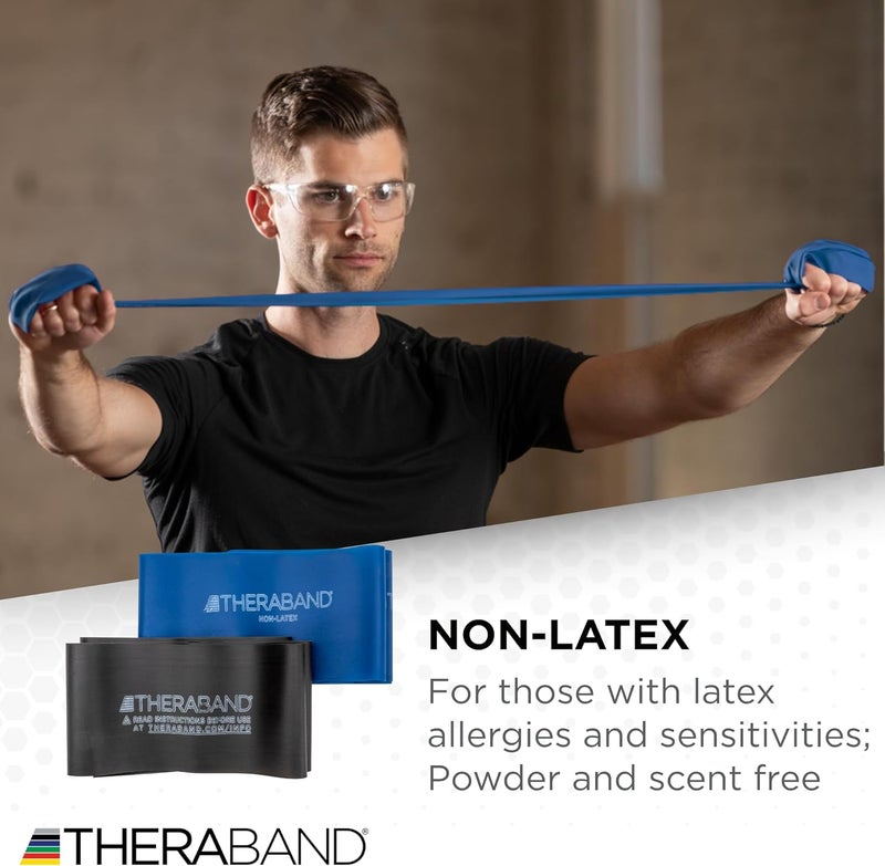TheraBand مجموعة أحزمة مقاومة غير مصنوعة من اللاتكس من ثيرا بان المهنية للعلاج الطبيعي والتمارين المنزلية - أزرق وأسود - Image 5