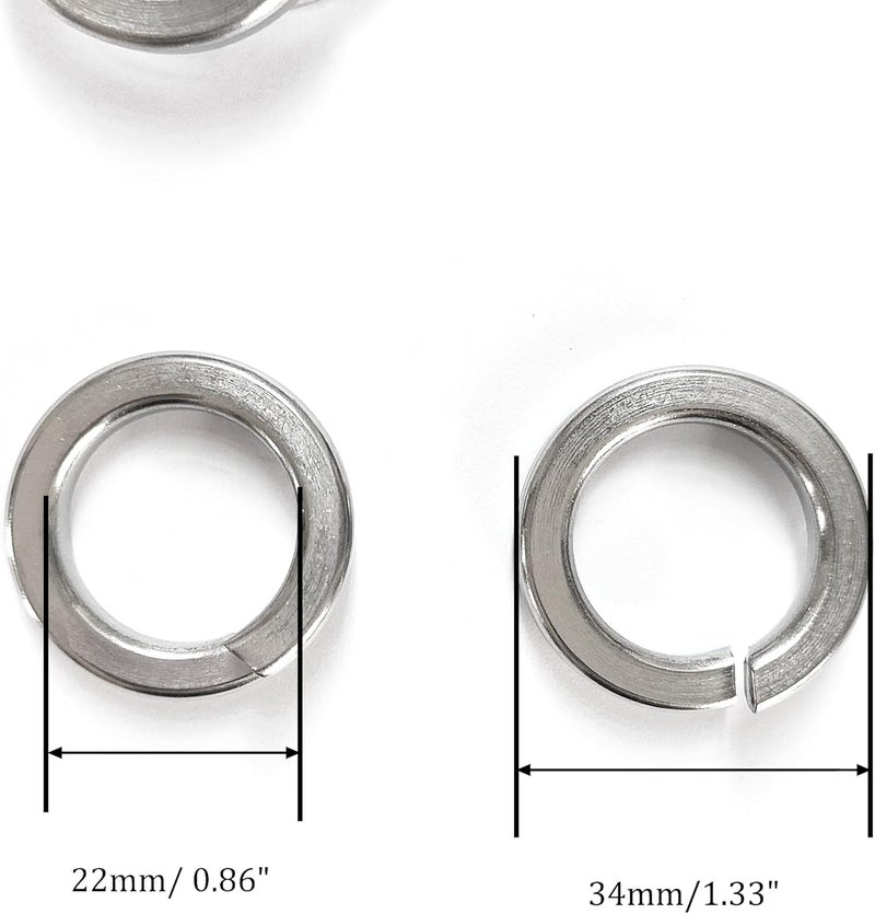 NACX M22 Split Lock Washer, 304 Stainless Steel Spring Lock Washer, 14Pcs - Image 2