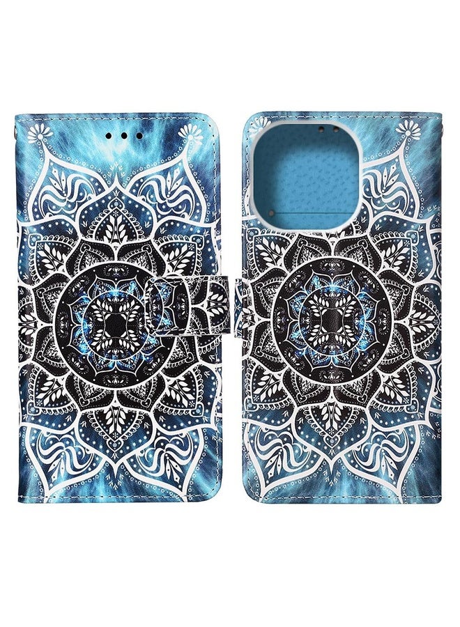 HuHa Case Cover For iPhone 14 Pro Max Painted Flat Texture Leather Case with Lanyard & Card Slot & Wallet & Holder (Undersea Mandala) - Image 2