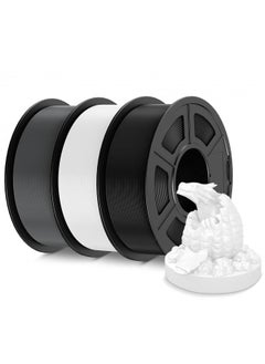 SUNLU PLA 3D Printer Filament 1.75mm 3KG, PLA Meta Filament Bundle, Toughness, Highly Fluid, Fast Printing for 3D Printer, Dimensional Accuracy +/- 0.02 mm,3 Pack 1kg Spool(2.2lbs), Black+White+Grey
