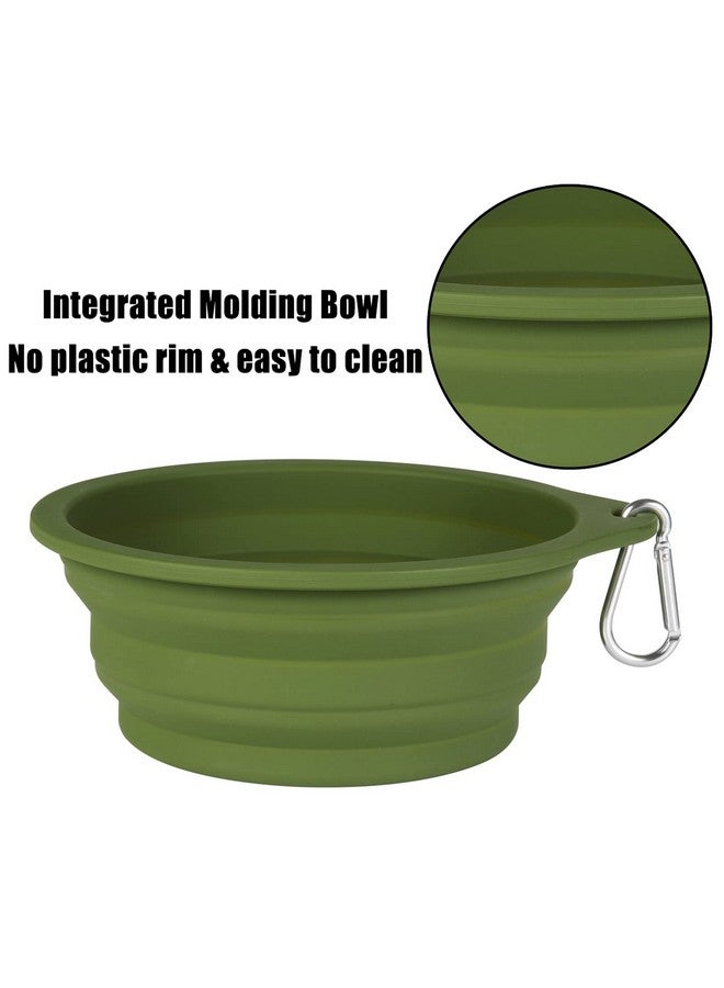 عبوة من 2 وعاء طعام قابل للطي للكلاب، وعاء سفر مدمج بدون حافة بلاستيكية، وعاء طعام للحيوانات الأليفة للمشي والسفر في الهواء الطلق، 600 مل (أزرق داكن + أخضر غامق) - Image 4