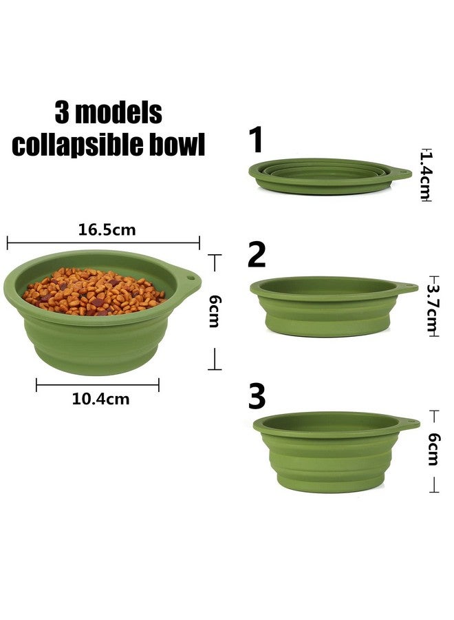 عبوة من 2 وعاء طعام قابل للطي للكلاب، وعاء سفر مدمج بدون حافة بلاستيكية، وعاء طعام للحيوانات الأليفة للمشي والسفر في الهواء الطلق، 600 مل (أزرق داكن + أخضر غامق) - Image 3