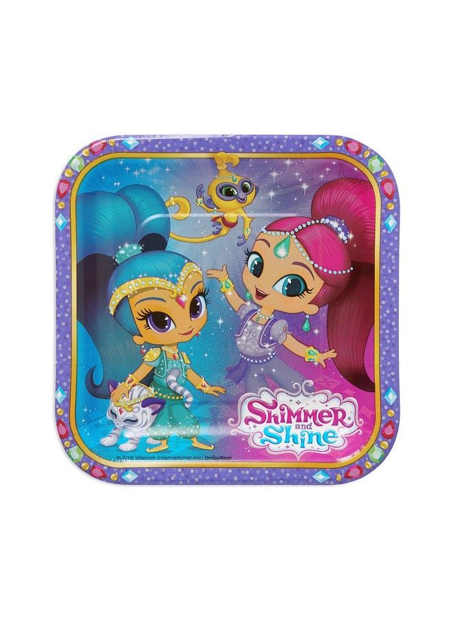 Amscan Shimmer & Shine Square Paper Plates 7" ; Multicolor ; Pack Of 8 - Image 1