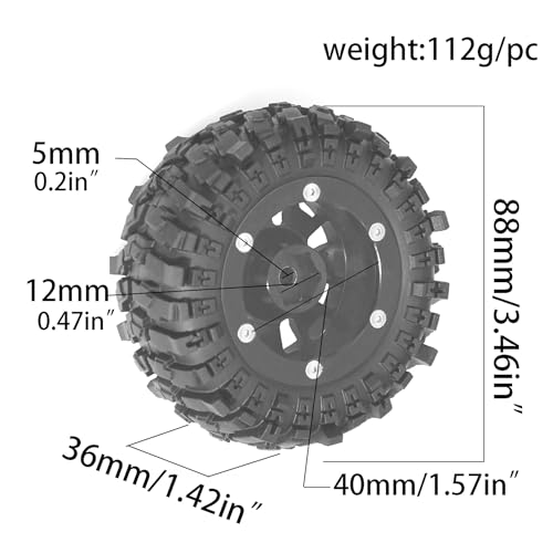REDSPIDER RC Crawler Car Accessories 19 Beadlock Wheels and Tires OD 88mm 346 for for 112 RC Crawler Car MN82 Truck 4x4 LC79 MN99S2 MN128 MJX H12Y 112 Crawler Upgrades 4PCS red - Image 5