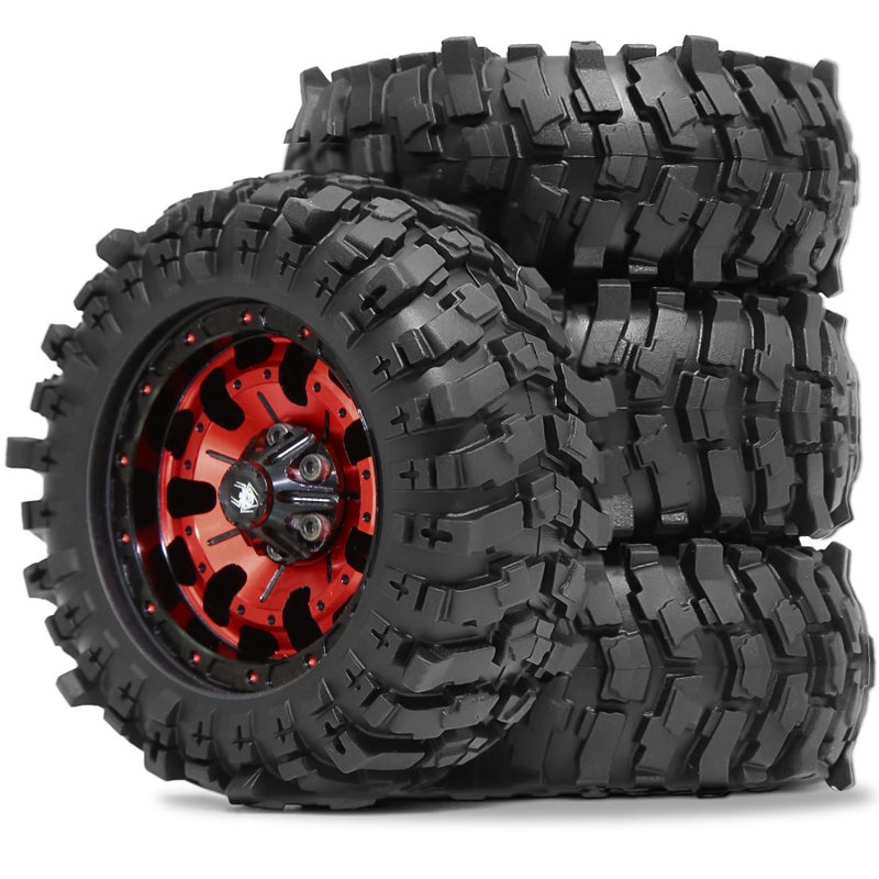 REDSPIDER RC Crawler Car Accessories 19 Beadlock Wheels and Tires OD 88mm 346 for for 112 RC Crawler Car MN82 Truck 4x4 LC79 MN99S2 MN128 MJX H12Y 112 Crawler Upgrades 4PCS red - Image 3