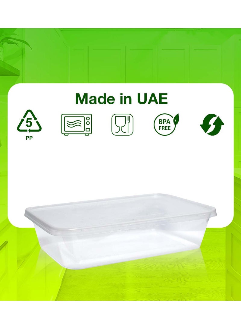 500ml Disposable Microwave Containers with Airtight Lids - BPA-Free, Leakproof, Stackable (Pack of 10)  - Image 3