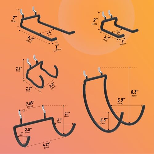 HUHOLE Pegboard Drill Holder, Peg Board Utility Hooks, 10 Pack Heavy Duty Peg Board Tool Holder for Power Tools, Drill, Hammer, Cord, Fit for 1/4" Pegboard - Image 3