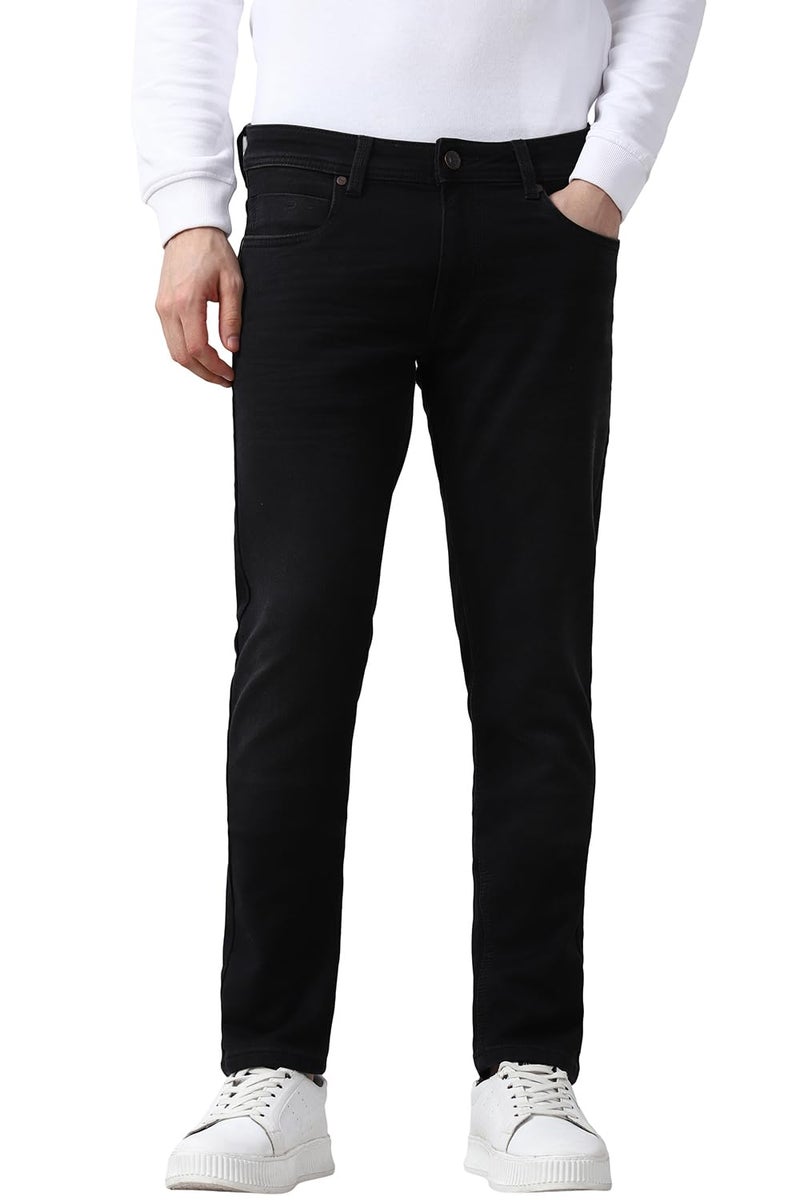 Peter England Men Black Dark Wash Jeans - Image 1